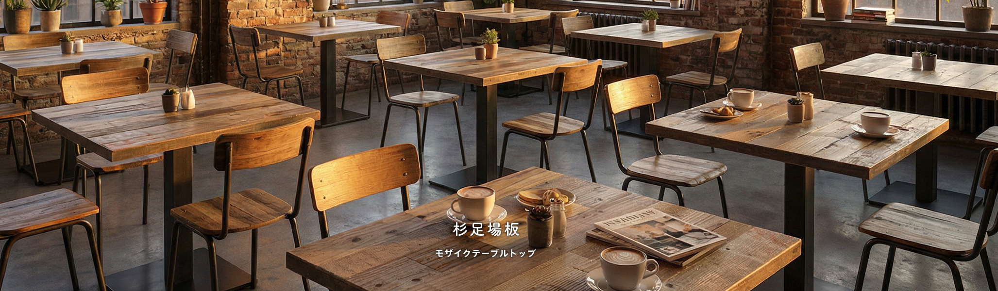 古材モザイクテーブルトップ杉足場板